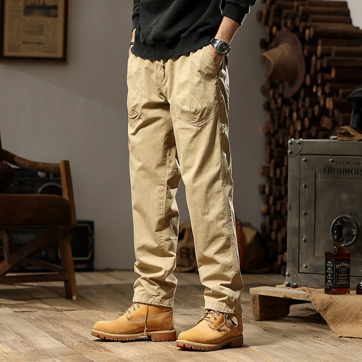Men's Utility Cargo Pants in Jogger Style with Elastic Comfort Waistband, Multiple Pockets and Drawstrings at Ankles
