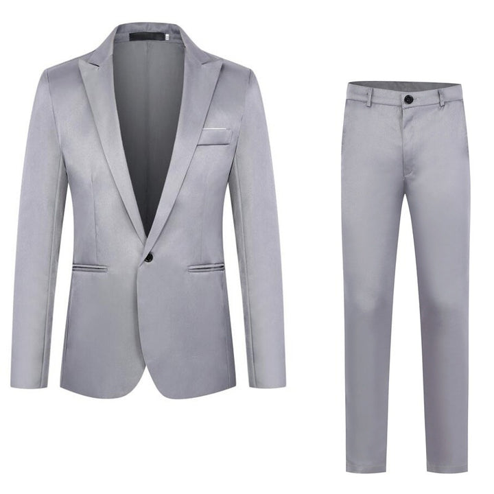 Men's tailored suit set made of fine satin with a slim silhouette and single-button blazer Mune Fashion