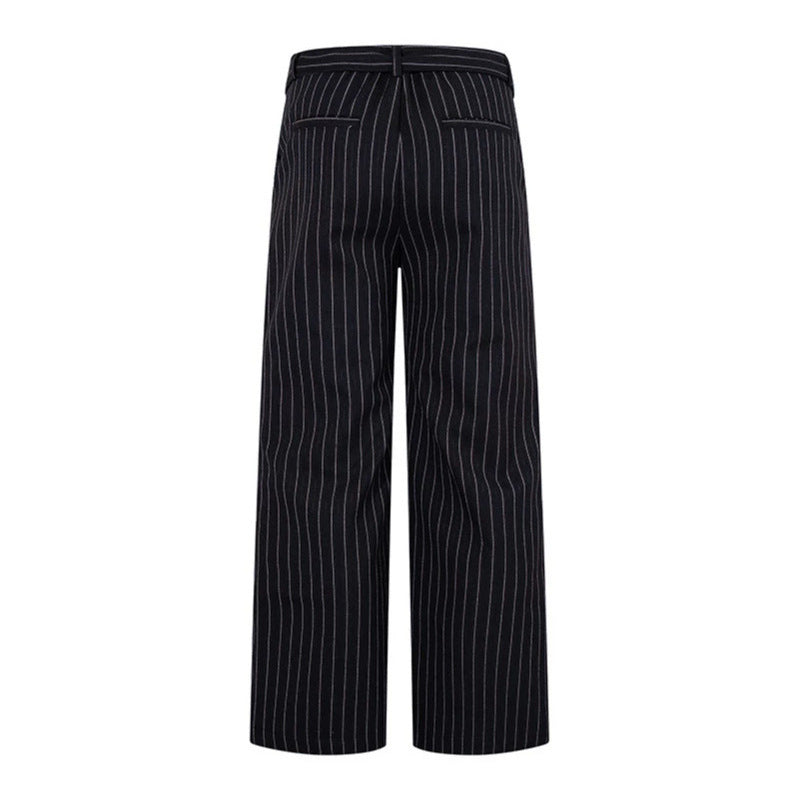 Women Wide Linen-Mix Culotte Pants with High Waist and D-Ring Belt Mune Fashion