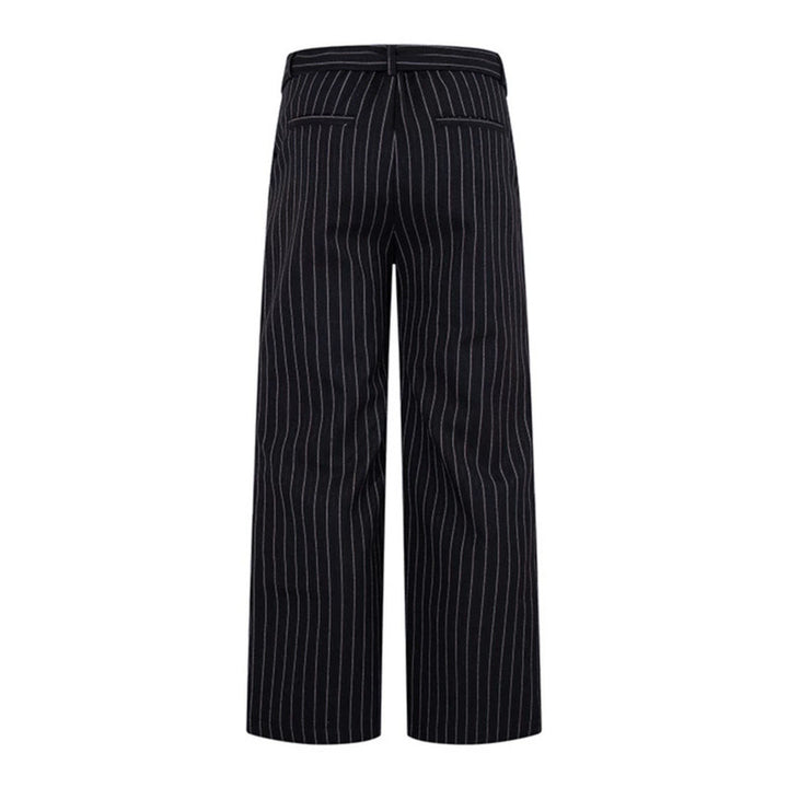 Women Wide Linen-Mix Culotte Pants with High Waist and D-Ring Belt Mune Fashion