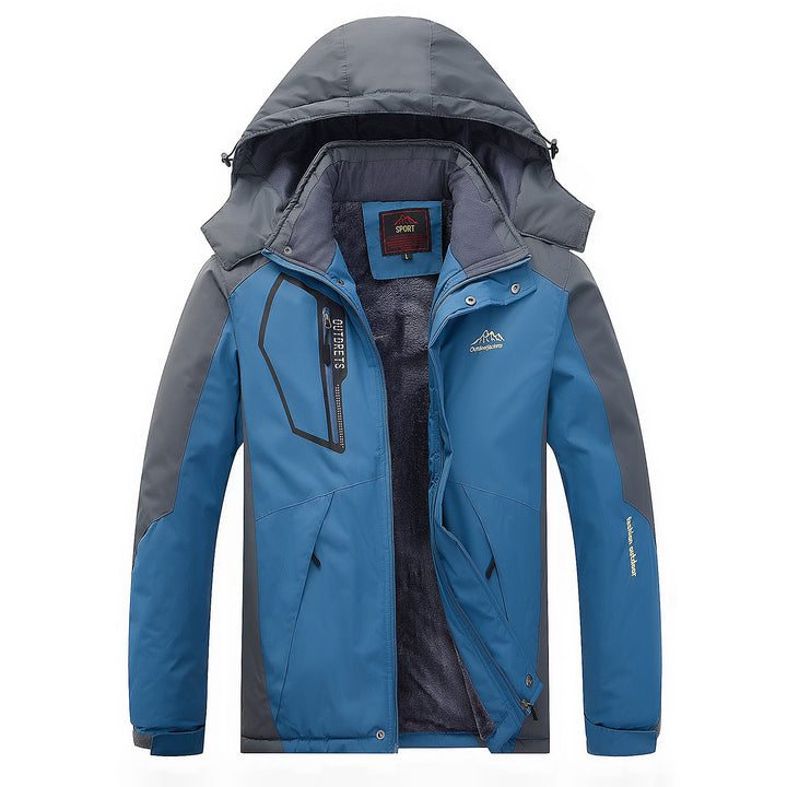 Men's water-repellent outdoor jacket with teddy fleece lining, adjustable hood, and multifunction pockets Mune Fashion