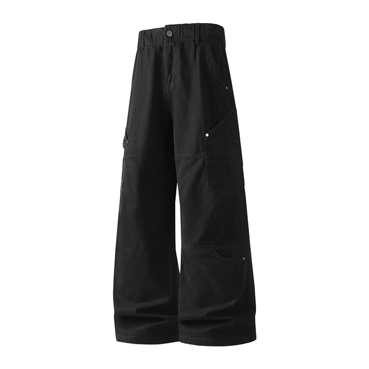 Damen Weite Utility-Cargo-Hose mit elastischem Bund, Multifunktionstaschen und Workwear-Details Mune Fashion