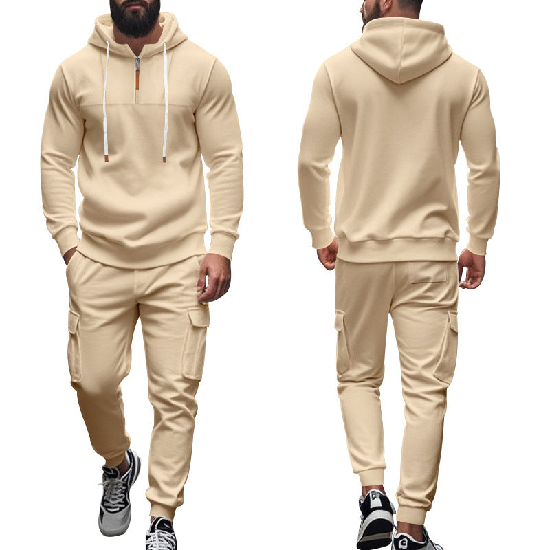 Men's nano cargo jogging suit with half-zip hoodie and tapered cargo pants Mune Fashion