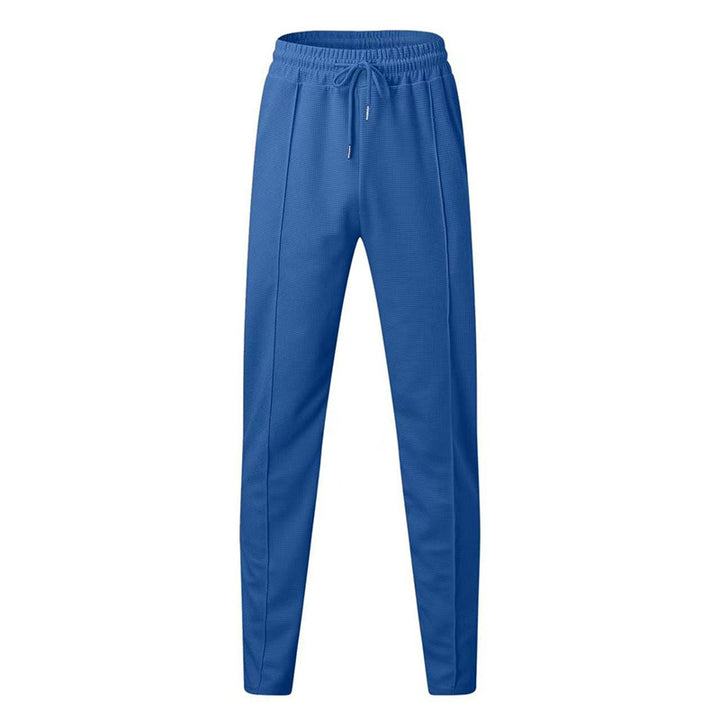 Men's patterned jogging pants with elastic drawstring, shaping crease, and tapered leg Mune Fashion