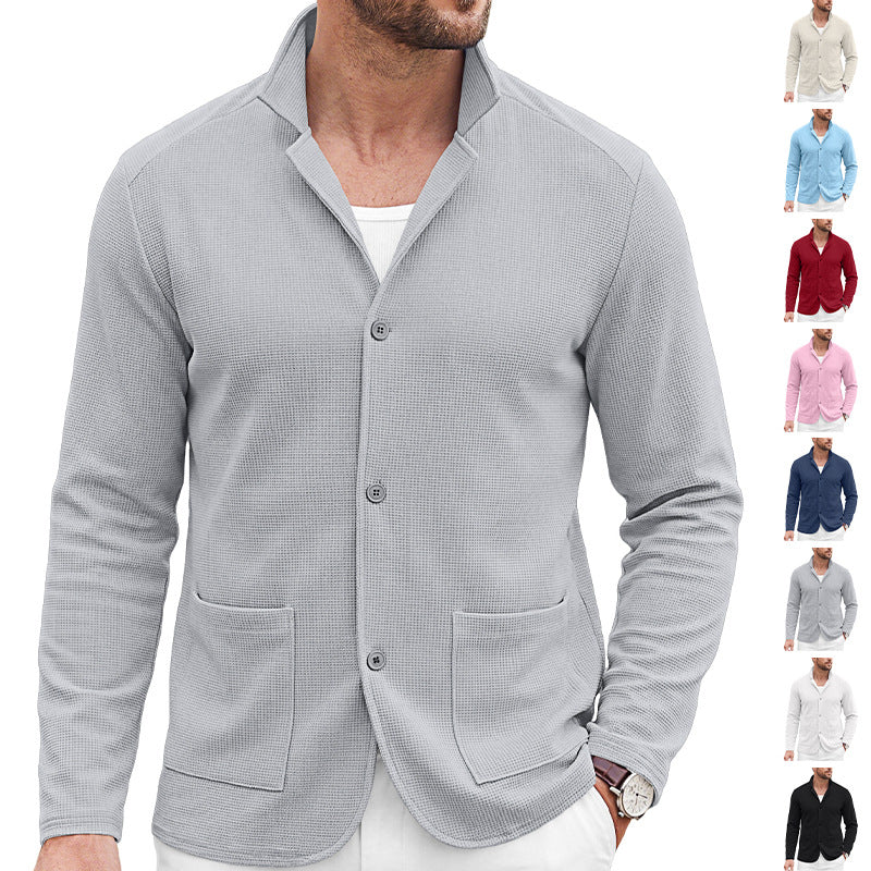 Men's knitted blazer cardigan with textured knit and patch pockets Mune Fashion