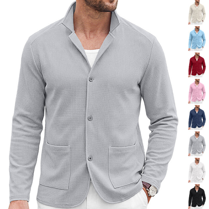 Men's knitted blazer cardigan with textured knit and patch pockets Mune Fashion