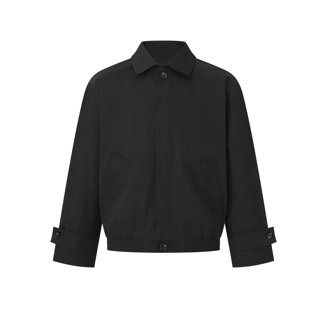 Ladies Short Bomber Jacket in Blouson Cut with Concealed Button Placket and Elastic Hem Mune Fashion