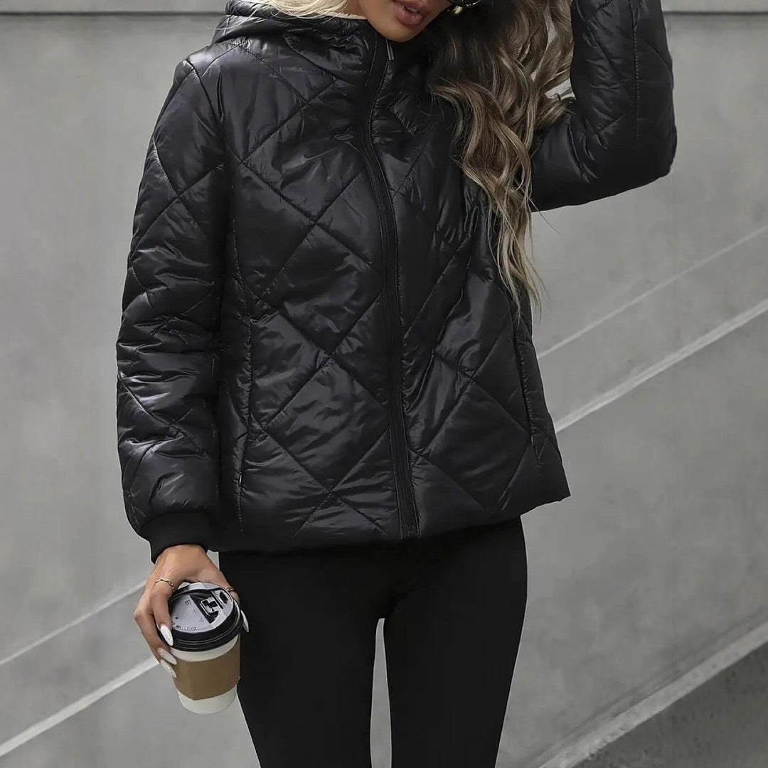 Women's quilted jacket with teddy fur lining and hood Mune Fashion