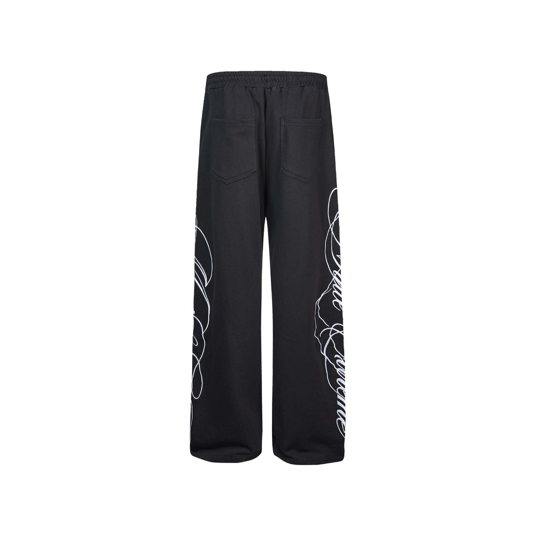 Women's Soft Lounge Pants with Wide Leg, Elastic Waistband and Statement Print Mune Fashion