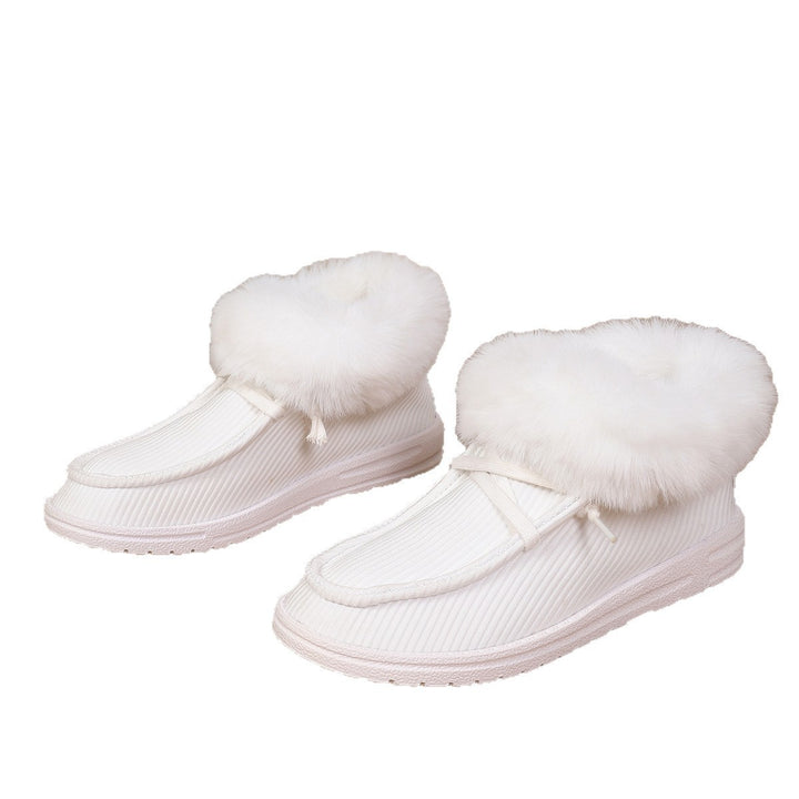 Women's Insulated Short Boot Slippers with Faux Fur Collar Mune Fashion