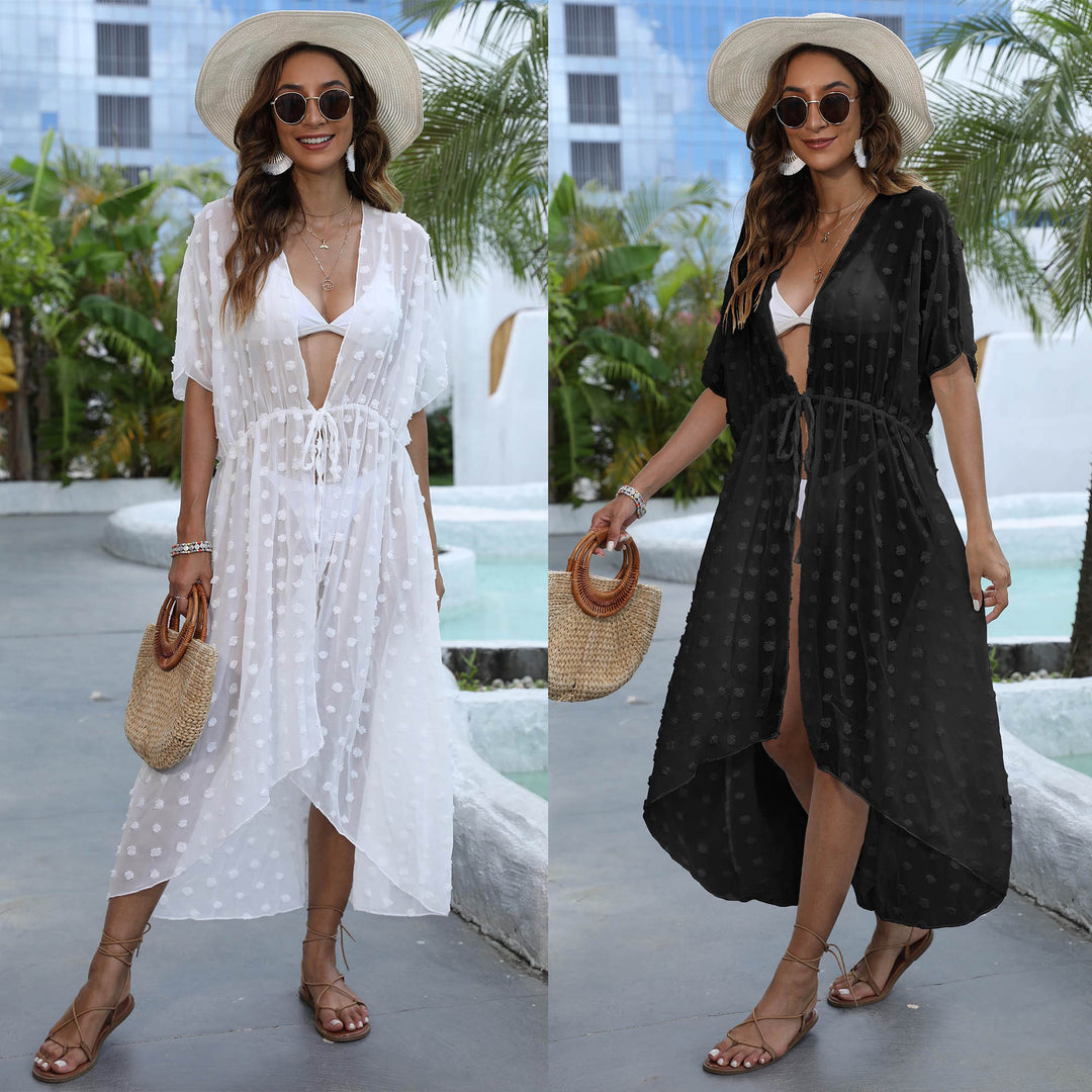 Ladies elegant beach cover-up with fashionable knot Mune Fashion