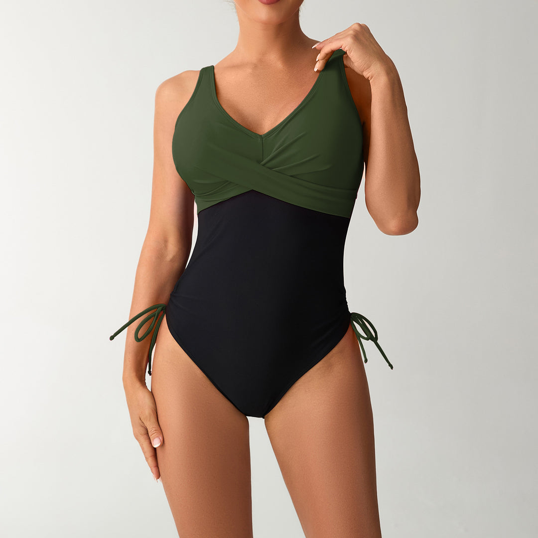 Women's One-Piece Swimsuit with Sophisticated Wrap Design Mune Fashion