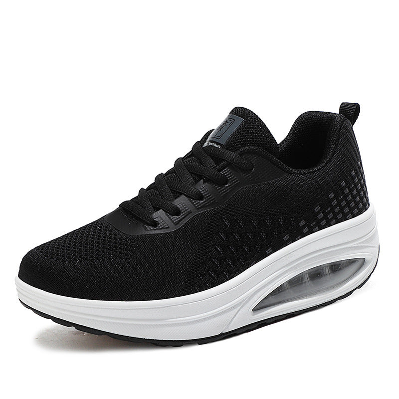 Women's wedge walking shoe with visible air cushioning, breathable knitted upper material and non-slip outsole Mune Fashion