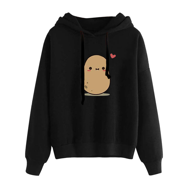 Women's casual oversized hoodie with heart and paw print, drawstring and ribbed cuffs Mune Fashion