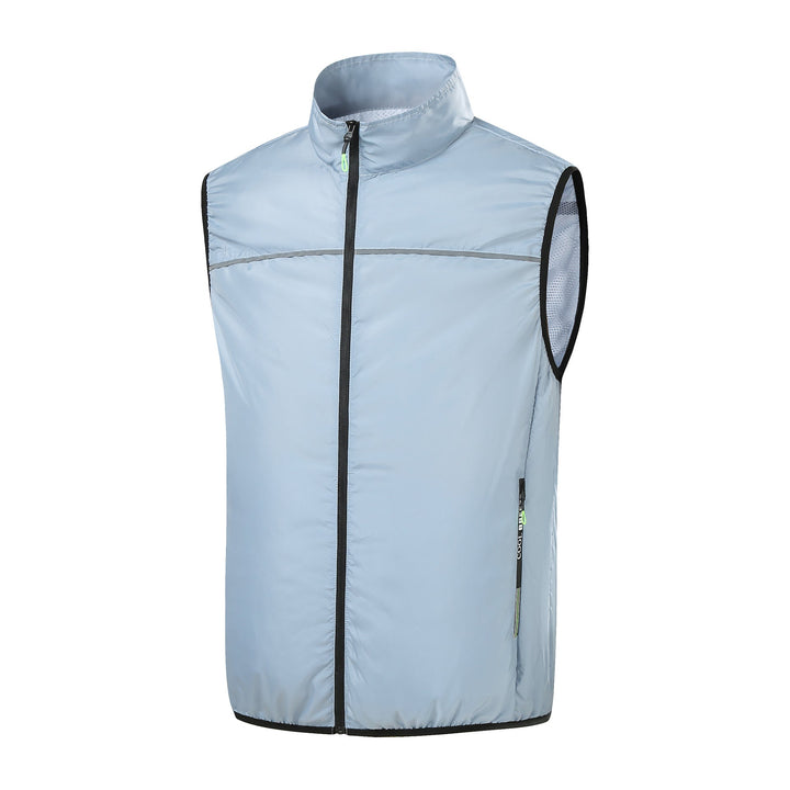 Men's lightweight short sleeve vest with stand-up collar, water-repellent nylon blend and zippered pockets Mune Fashion