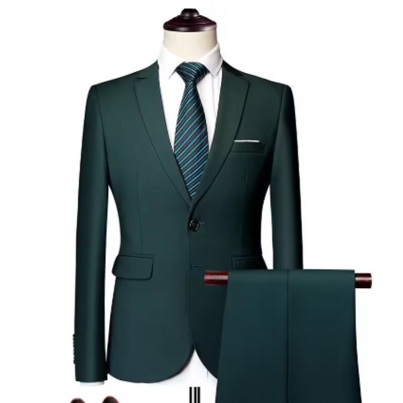 Men's Tailored Two-Piece Suit with Slim Lapel and One-Button Closure Mune Fashion