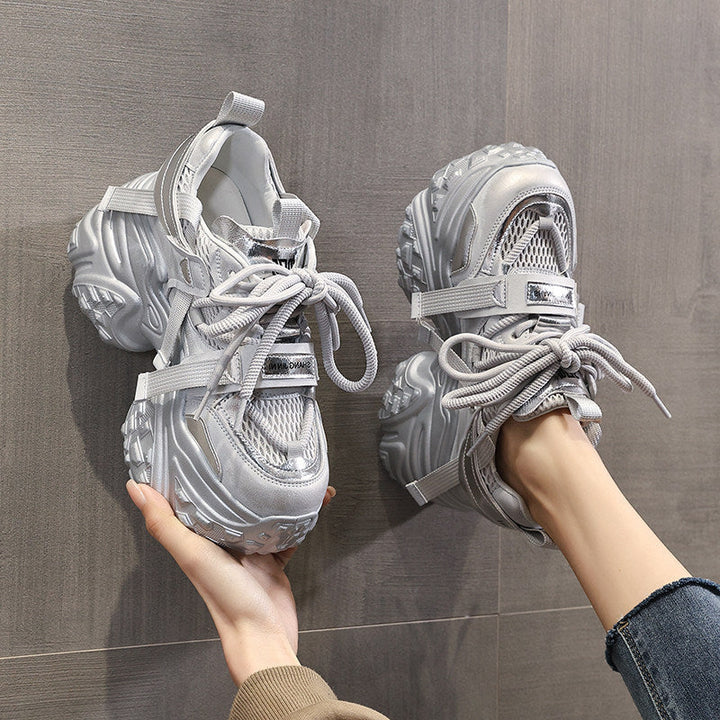 Women Chunky Sneakers with Reflective Accents and Reinforced Cushioning System Mune Fashion