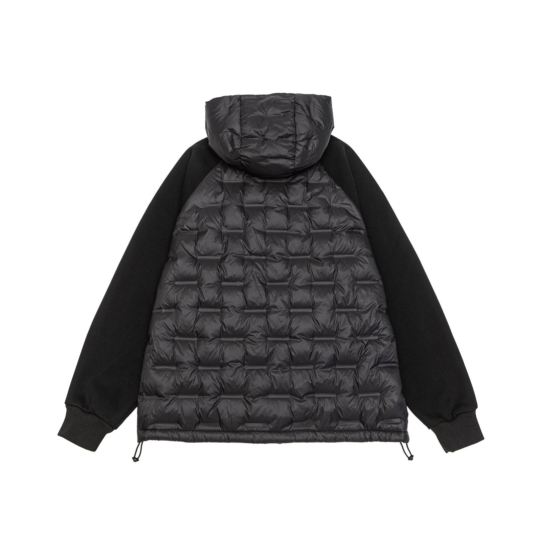 Men's hybrid quilted jacket with padded front, hood, and elastic sleeve cuffs Mune Fashion