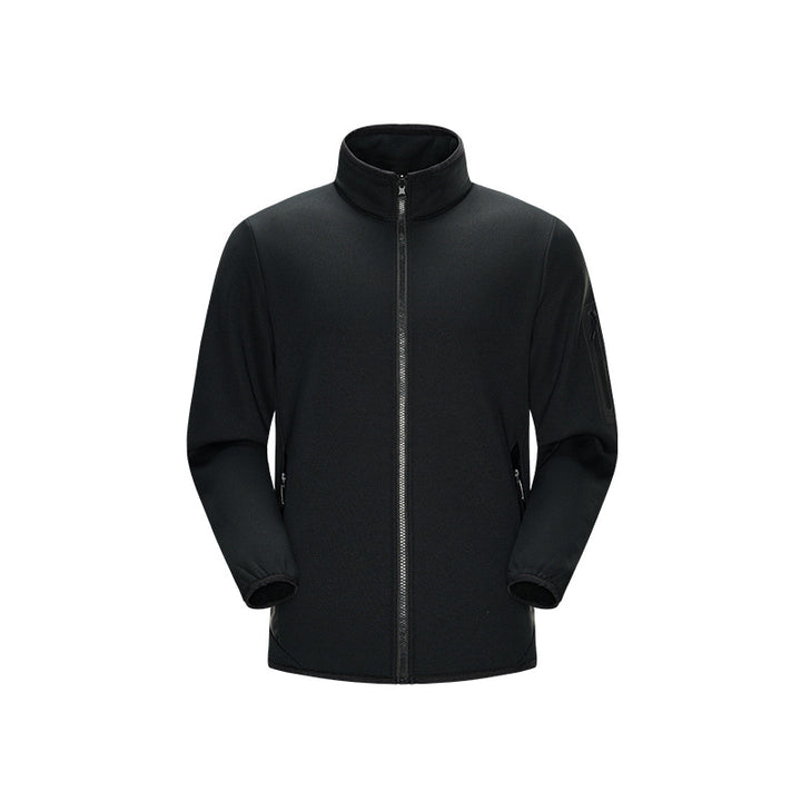 Men's Lightweight Softshell Fleece Jacket with Stand-up Collar, Full Zip and Arm Pocket Mune Fashion