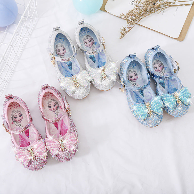 Girls Glittering Ballerinas with Bow Applications Mune Fashion