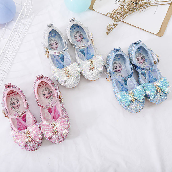 Girls Glittering Ballerinas with Bow Applications Mune Fashion