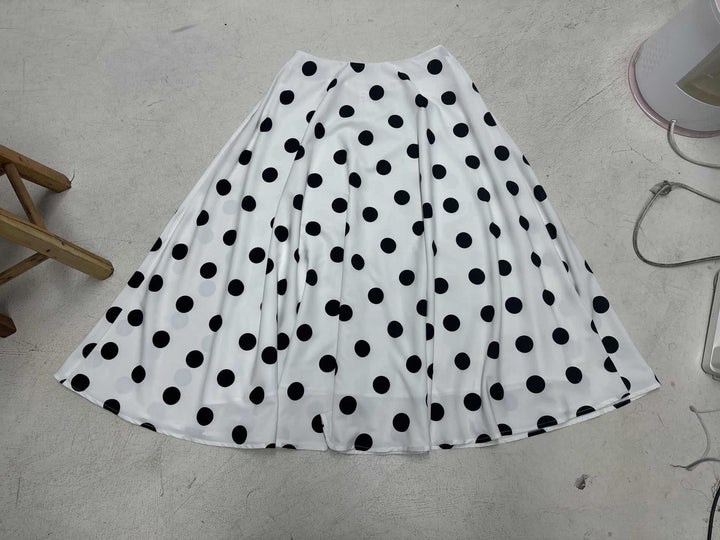 Women nan flared midi skirt with delicate lace waistband, tailored yoke and lightweight linen drape Mune Fashion