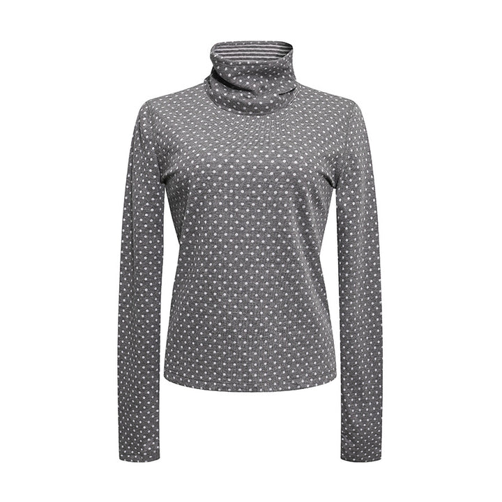 Women's roll-neck fine-knit shirt with polka dot pattern and elastic jersey Mune Fashion
