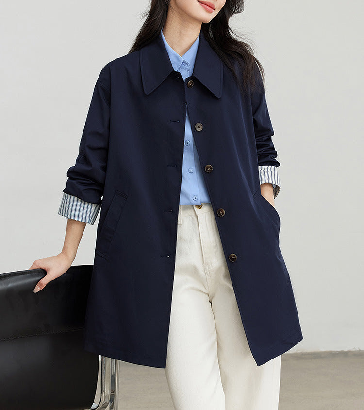 Women’s Fashionable Transitional Jacket with Wide Collar and Button Details Mune Fashion