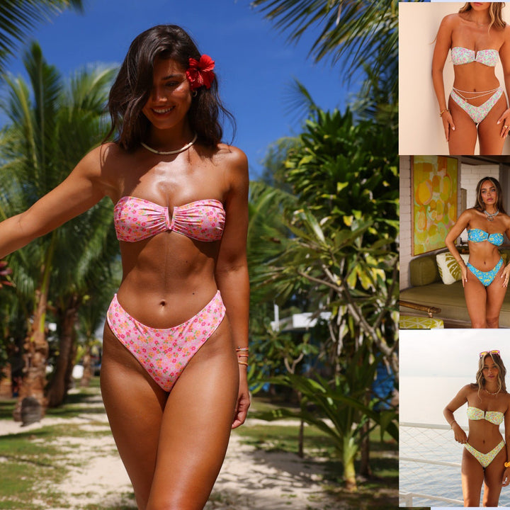 Women’s bandeau bikini with floral design and elegant closure Mune Fashion