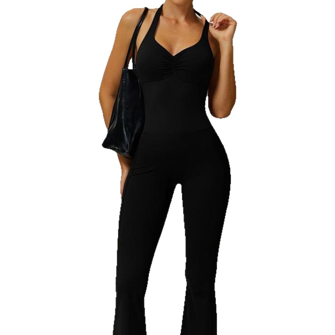 Women's sporty jumpsuit with figure-hugging cut and straps Mune Fashion