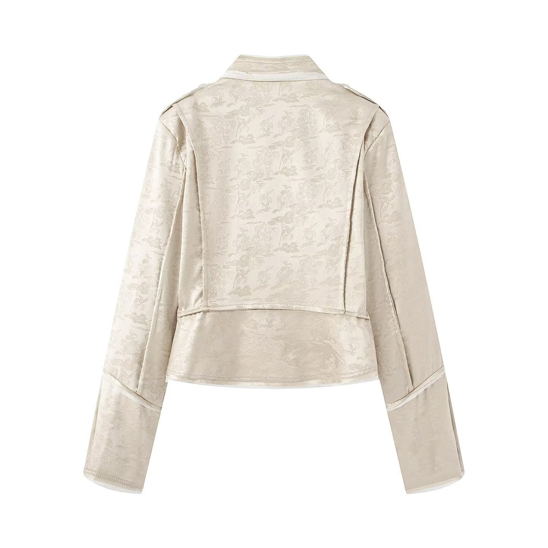 Women Ornamental Military Jacket made of Jacquard with asymmetrical decorative button placket Mune Fashion