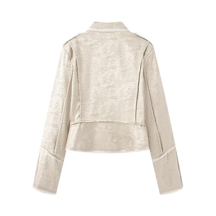 Women Ornamental Military Jacket made of Jacquard with asymmetrical decorative button placket Mune Fashion