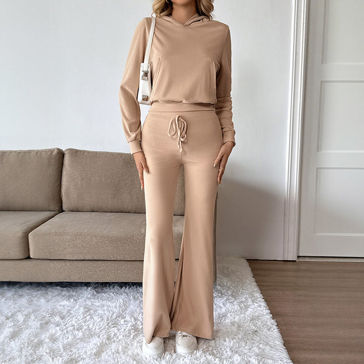 Women Casual Hoodie and Flared Pants Set Mune Fashion