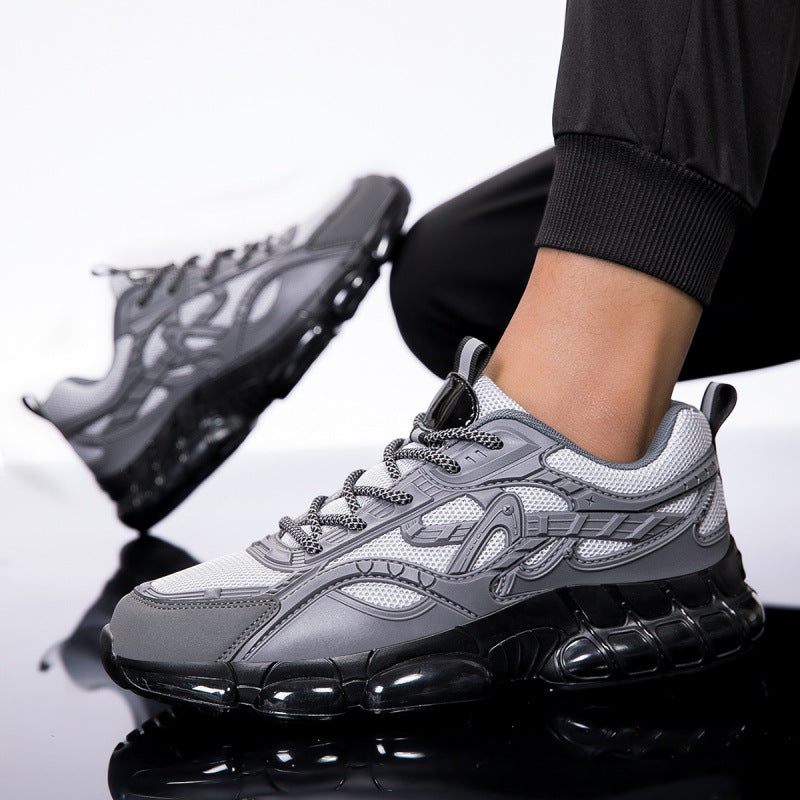 Men's Sporty Chunky Sneaker with Glossy Overlays and Cushioned Air Cushion Sole Mune Fashion