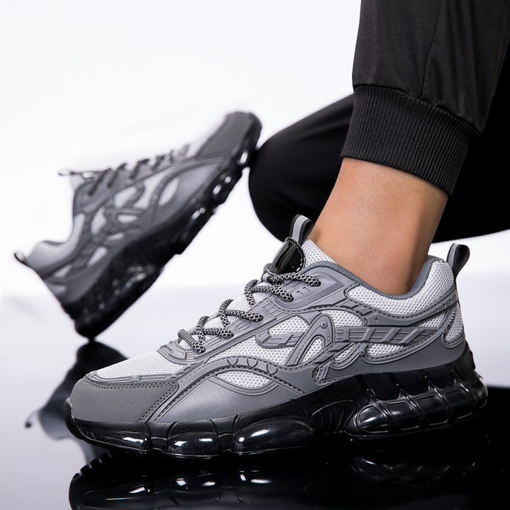 Men's Sporty Chunky Sneaker with Glossy Overlays and Cushioned Air Cushion Sole Mune Fashion