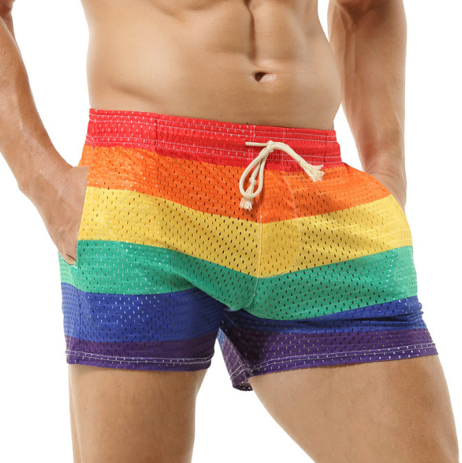 Men's short cut mesh swim shorts with elastic drawstring waistband and breathable lining Mune Fashion