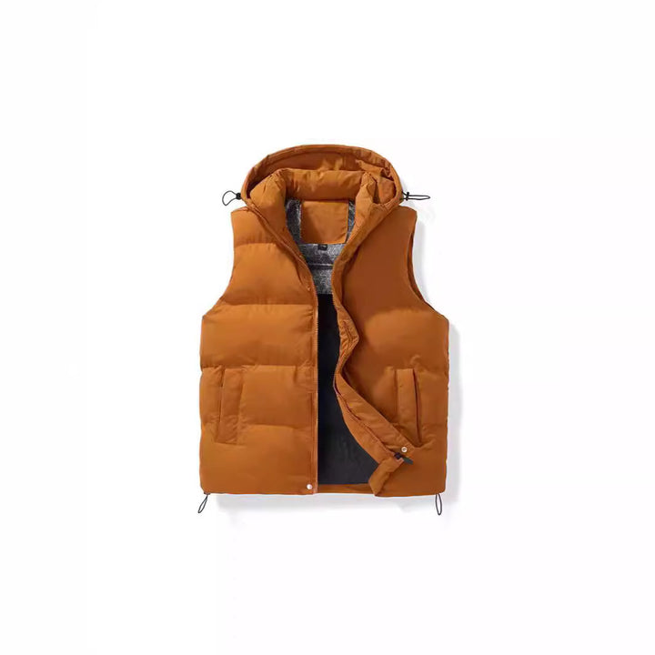 Unisex Padded Hooded Vest with Thermal Insulation and Drawstring Mune Fashion
