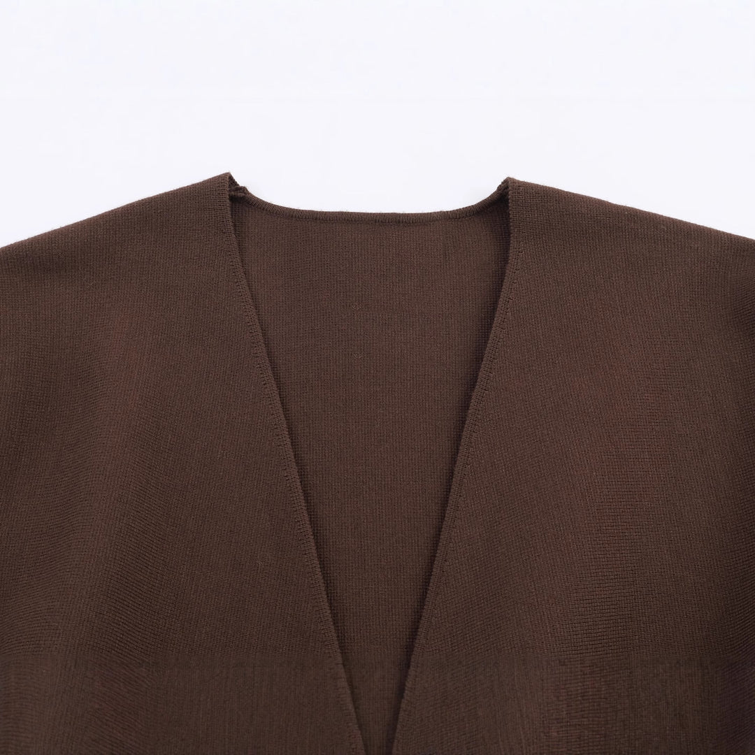 Women's 100+ wrap cardigan with tie belt, balloon sleeves and flared hem Mune Fashion