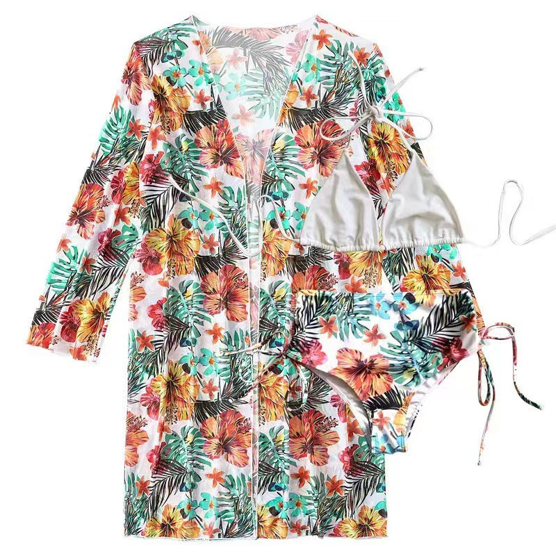 Women's bikini set with high waist and floral cover-up Mune Fashion