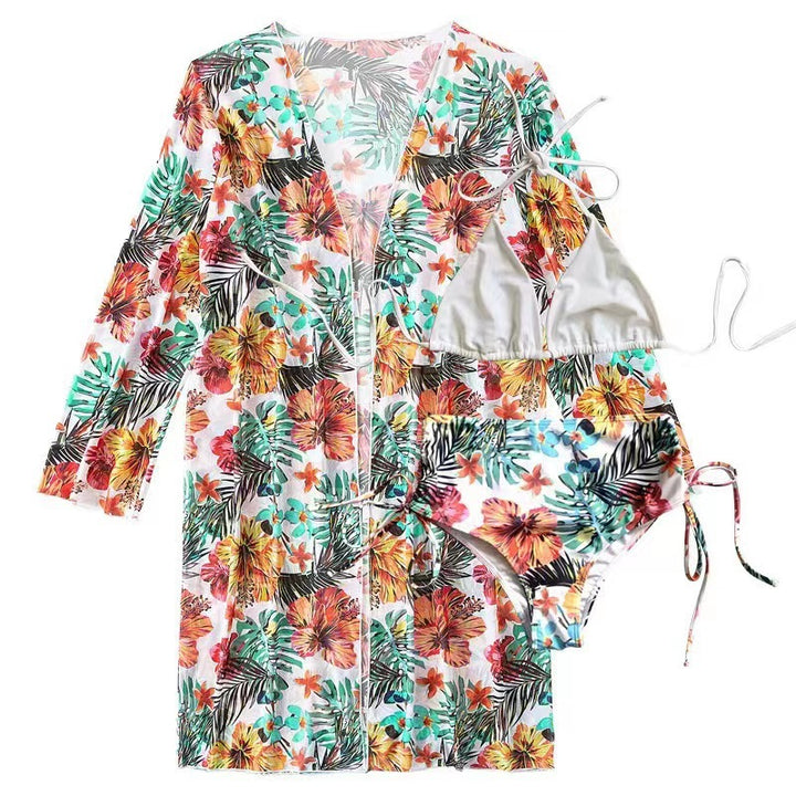 Women's bikini set with high waist and floral cover-up Mune Fashion