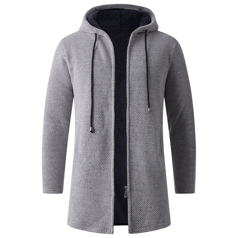 Men's Long Knit Hoodie Cardigan with Teddy Lining and Full Zipper Mune Fashion