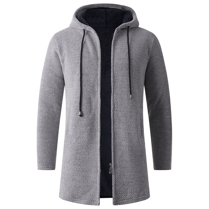 Men's Long Knit Hoodie Cardigan with Teddy Lining and Full Zipper Mune Fashion