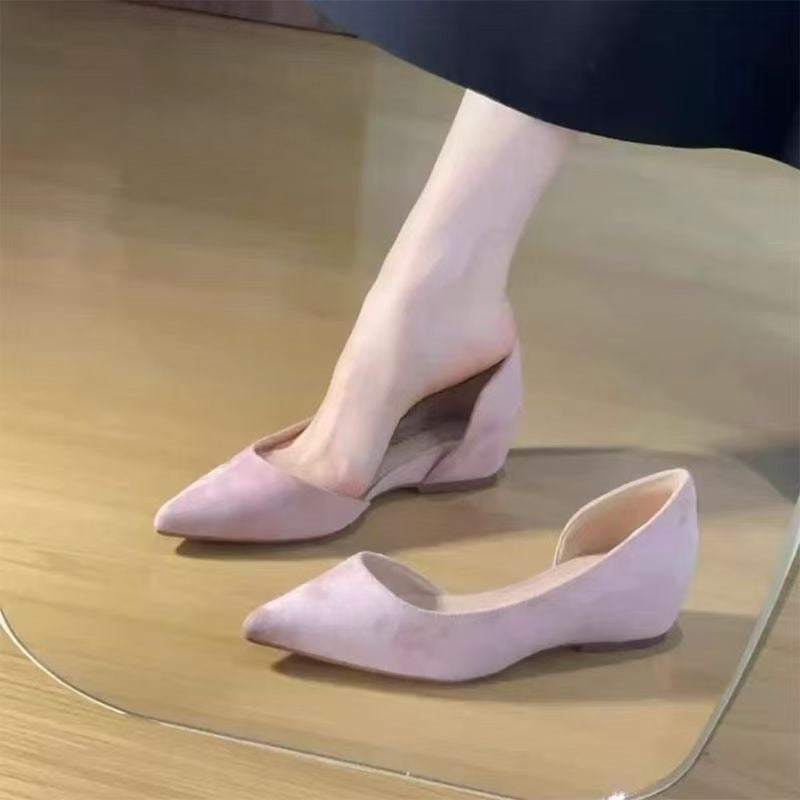 Women Elegant Suede D'Orsay Wedge Pumps Mune Fashion