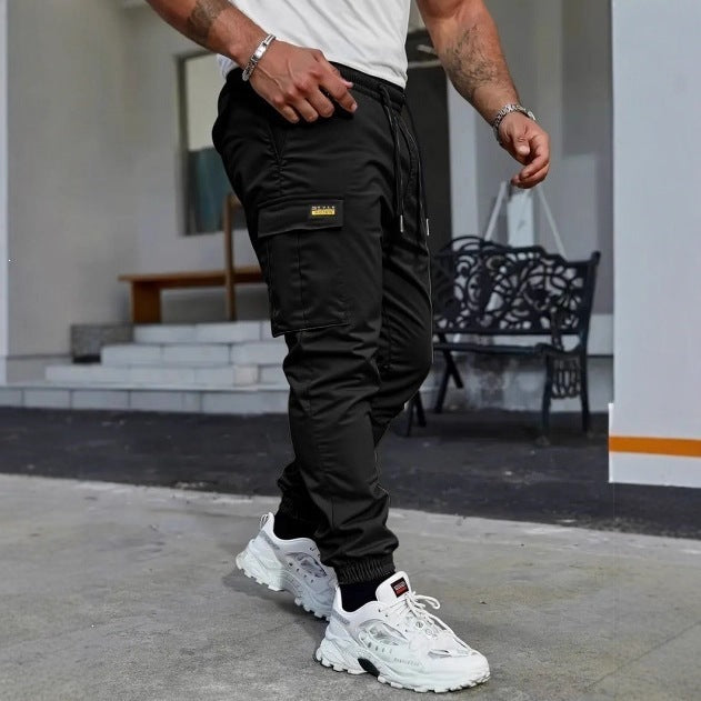 Men's Tapered Utility Cargo Pants with Drawstring Waist, Elastic Cuffs and Multiple Pockets Mune Fashion