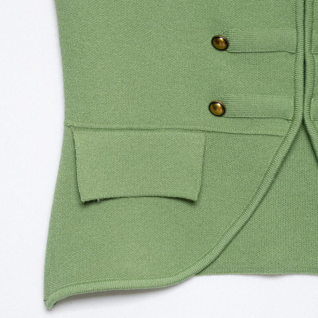 Women's Sleeveless Knitted Vest in Military Style with Decorative Metal Buttons and Patch Pockets Mune Fashion