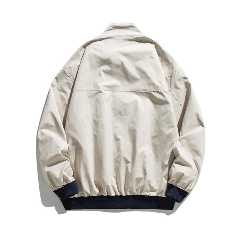 Men's Boxy Bomber Jacket in Utility Style with High Stand-up Collar and Patch Flaps Mune Fashion