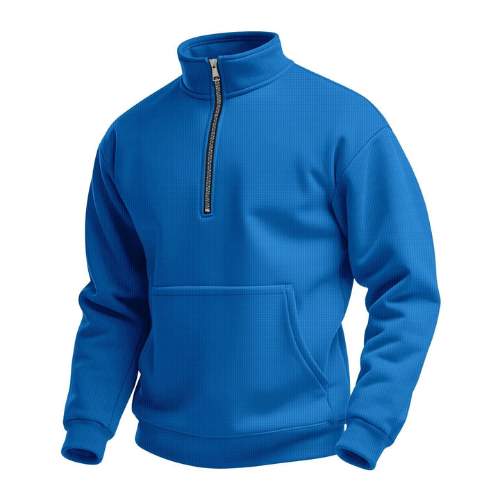 Unisex nan comfortable half-zip pullover with kangaroo pocket and stand-up collar made of structured fleece Mune Fashion