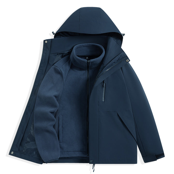 Men's two-layer outdoor parka with removable fleece inner jacket and hood Mune Fashion