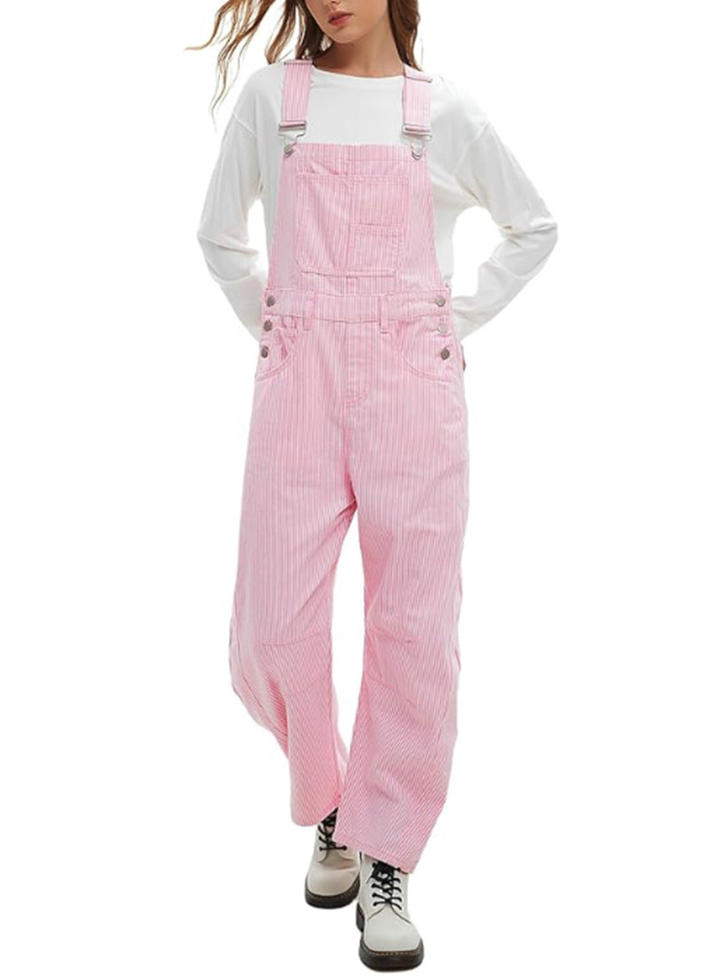Ladies' wide overall with adjustable straps, large bib pocket, and side snap fasteners Mune Fashion