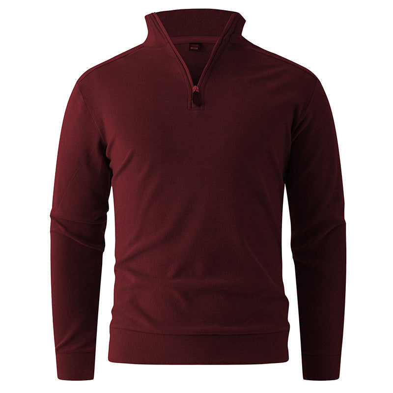 Men's Comfortable Stretch Half-Zip Sweater with Stand-Up Collar and Brushed Inner Lining Mune Fashion